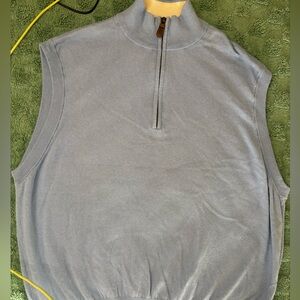 Orvis Cotton Cashmere Quarter-Zip Sweater Vest – Light Blue – XL